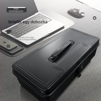 Klip Fém szerszámosláda, T-360A sorozat, egyrétegű hordozható kivitel, multifunkcionális szerszámtartó doboz otthonra és járműhöz