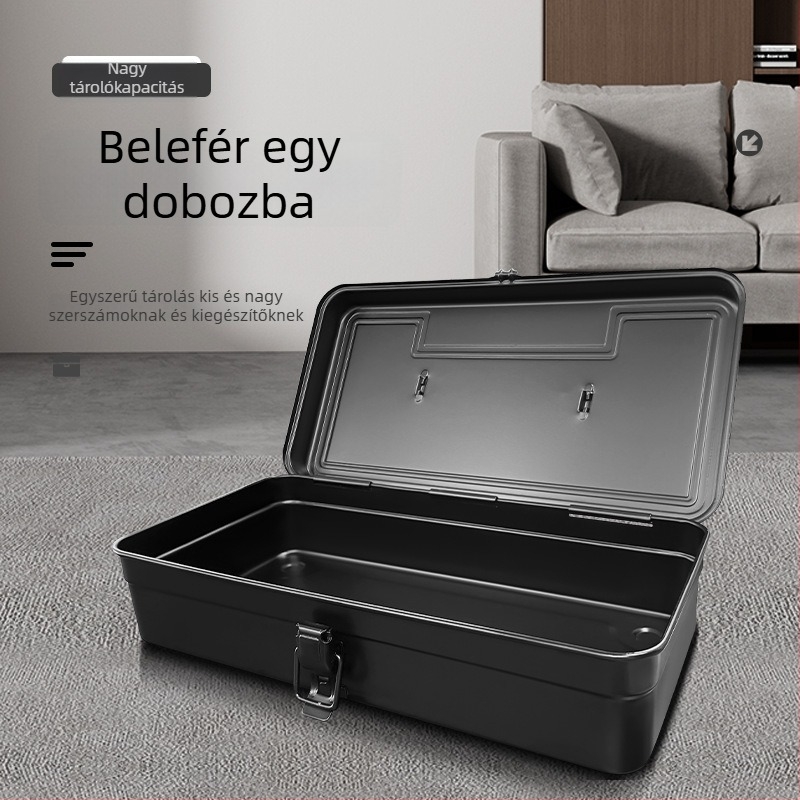 Klip Fém szerszámosláda, T-360A sorozat, egyrétegű hordozható kivitel, multifunkcionális szerszámtartó doboz otthonra és járműhöz