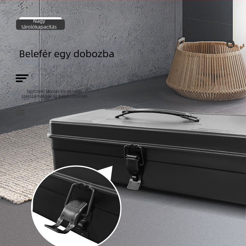 Klip Fém szerszámosláda, T-360A sorozat, egyrétegű hordozható kivitel, multifunkcionális szerszámtartó doboz otthonra és járműhöz