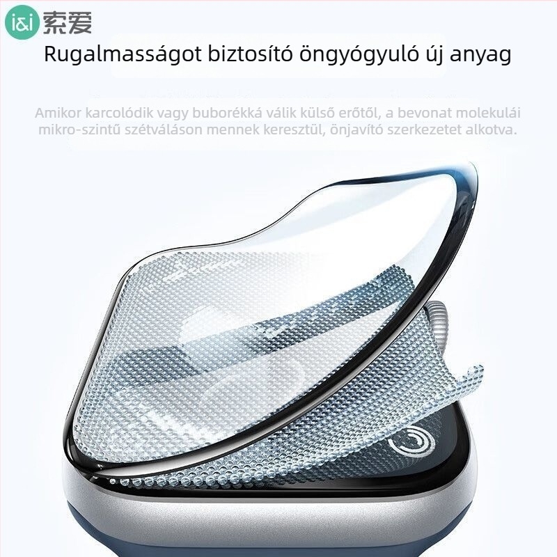 Apple Watch védőfólia PET – Teljes képernyő, Ellenálló a leeséshez, Mikrokristályos film