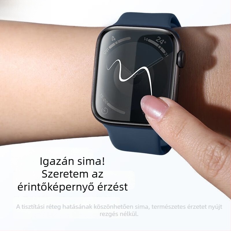 Apple Watch védőfólia PET – Teljes képernyő, Ellenálló a leeséshez, Mikrokristályos film