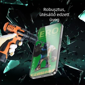Edzett üveg elülső képernyővédő pormentes applikáló dobozzal iPhone 17 Pro Max számára – HD, ujjlenyomat-mentes, ütésálló, automatikus javítás, alkalmazó eszközök