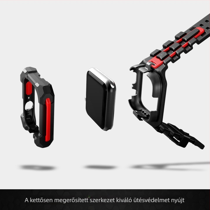 Apple Watch védőtok integrált TPU taktikai szíjjal és szilikon sport szíjjal