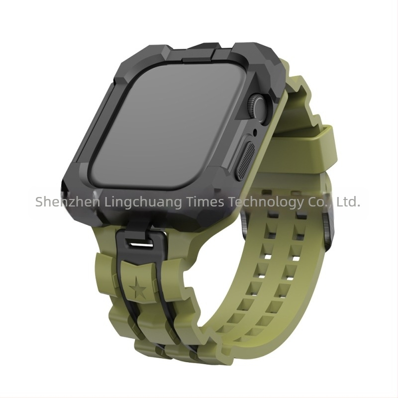 Apple Watch védőtok integrált TPU taktikai szíjjal és szilikon sport szíjjal