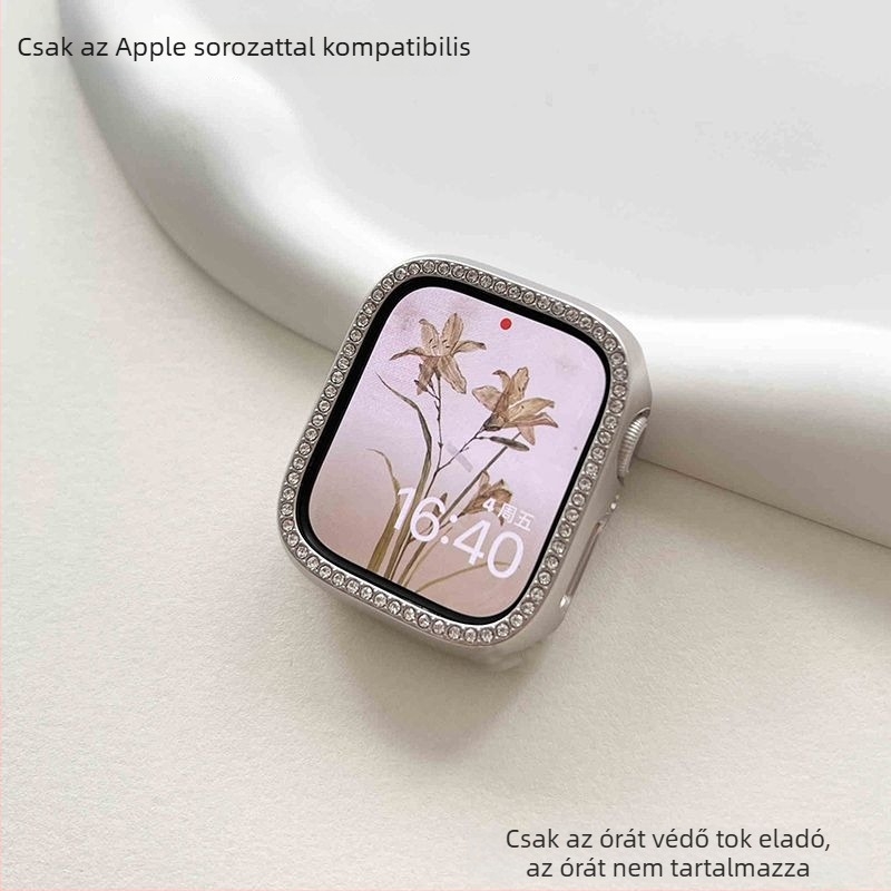 Apple Watch Series 9 gyémántszegélyes keretvédő tokkal, Ultra 2 védőburkolat, 46 mm, kompatibilis S8 és S10/7/5/3