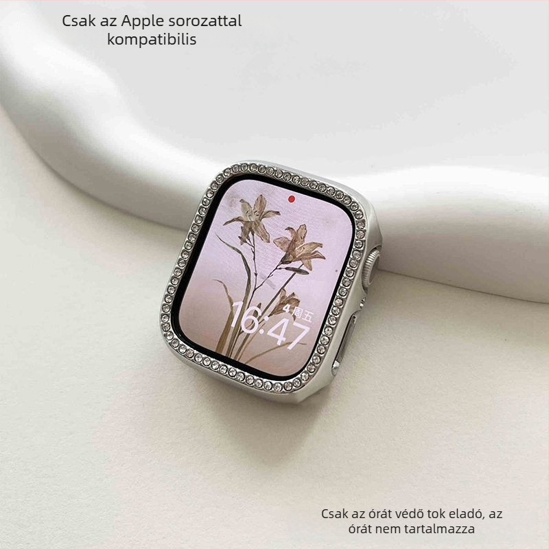 Apple Watch Series 9 gyémántszegélyes keretvédő tokkal, Ultra 2 védőburkolat, 46 mm, kompatibilis S8 és S10/7/5/3