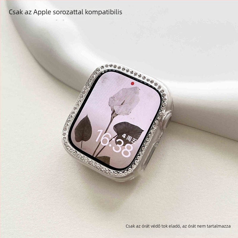 Apple Watch Series 9 gyémántszegélyes keretvédő tokkal, Ultra 2 védőburkolat, 46 mm, kompatibilis S8 és S10/7/5/3