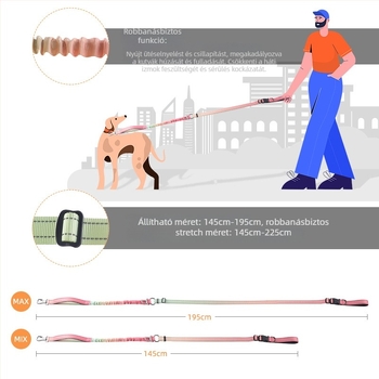 Fiber Pet poliészter kutya póráz övvel – kéz nélkül, vontatási pánt, 100 darab