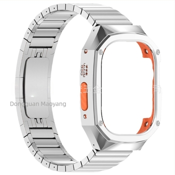 Apple Watch rozsdamentes acélból készült integrált védőház, kompatibilis 20/22 mm interfész, gombos zár