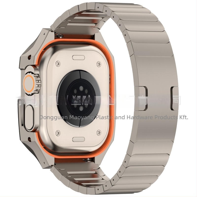 Apple Watch rozsdamentes acélból készült integrált védőház, kompatibilis 20/22 mm interfész, gombos zár