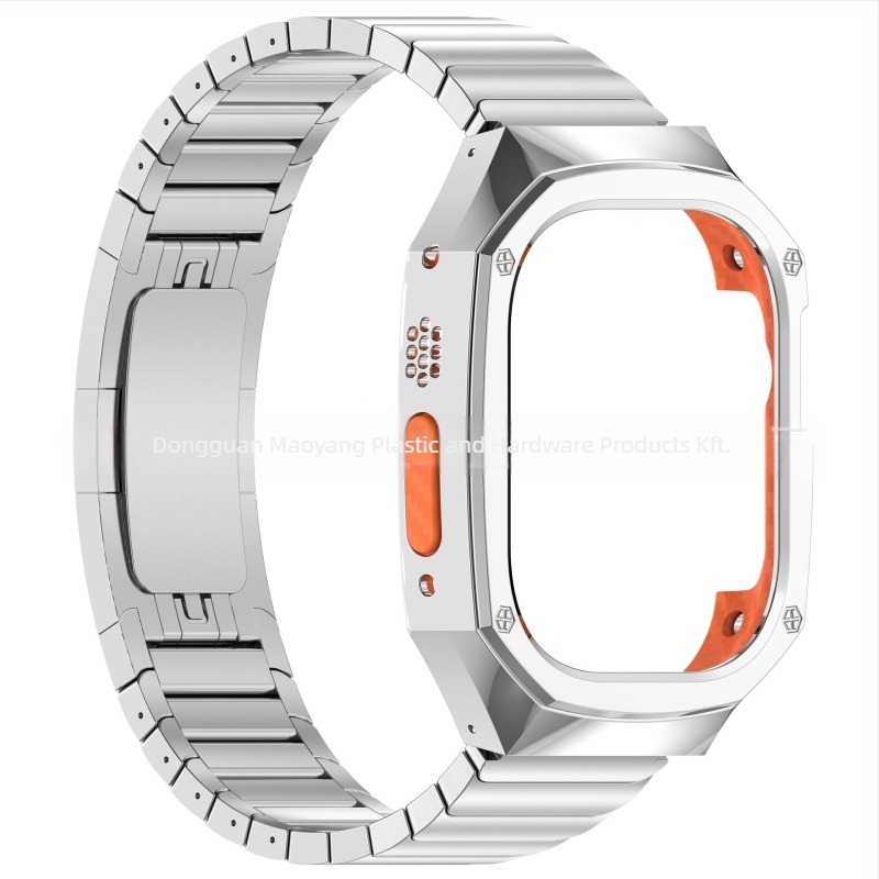 Apple Watch rozsdamentes acélból készült integrált védőház, kompatibilis 20/22 mm interfész, gombos zár