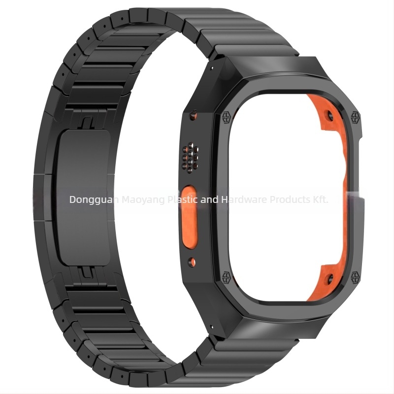 Apple Watch rozsdamentes acélból készült integrált védőház, kompatibilis 20/22 mm interfész, gombos zár