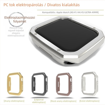 Huiyu Apple Watch tok Series 5–8 és Ultra számára, elektroplattált csiszolt PC-ház