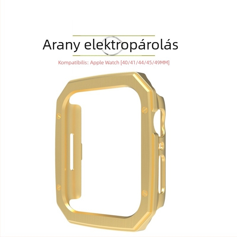Huiyu Apple Watch tok Series 5–8 és Ultra számára, elektroplattált csiszolt PC-ház