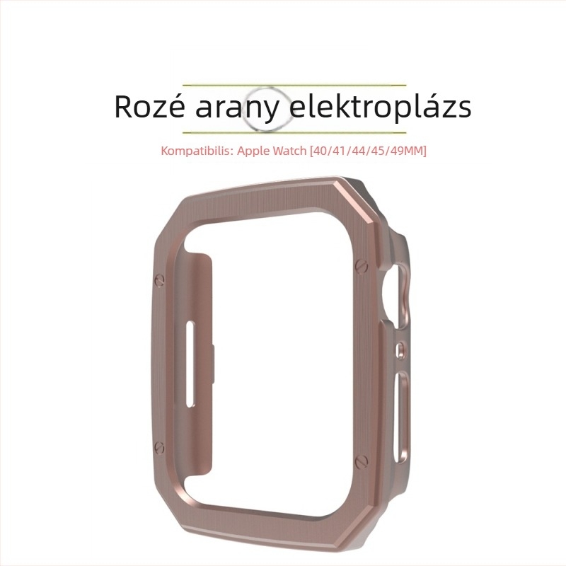 Huiyu Apple Watch tok Series 5–8 és Ultra számára, elektroplattált csiszolt PC-ház