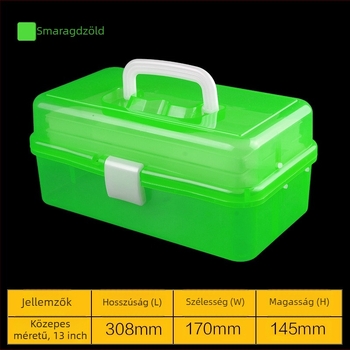 Háromrétegű összecsukható, átlátszó műanyag szerszámtartó doboz, művészethez, tároláshoz és manikűrhöz