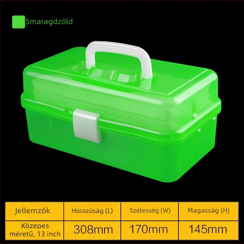 Háromrétegű összecsukható, átlátszó műanyag szerszámtartó doboz, művészethez, tároláshoz és manikűrhöz