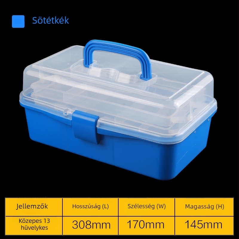 Háromrétegű összecsukható, átlátszó műanyag szerszámtartó doboz, művészethez, tároláshoz és manikűrhöz