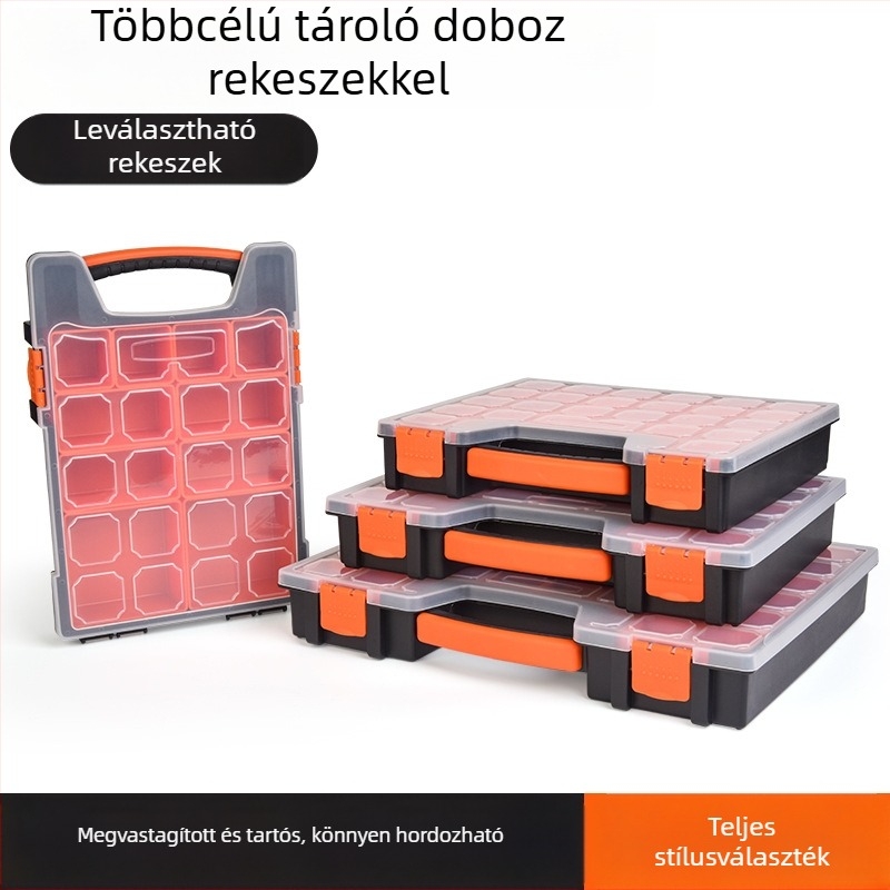 BF sorozat műanyag szerszámkészlet doboza hálós rendezővel és leválasztható rekeszekkel