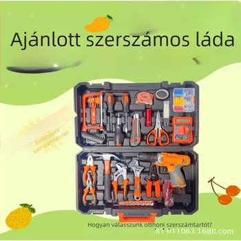 Háztartási szerszámkészlet szerszámos ládával, 116 darab, Yinuo márkájú, PP/TPR és szénacél anyagok, otthoni javításokra