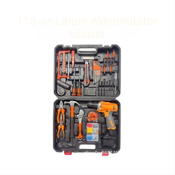 Háztartási szerszámkészlet szerszámos ládával, 116 darab, Yinuo márkájú, PP/TPR és szénacél anyagok, otthoni javításokra