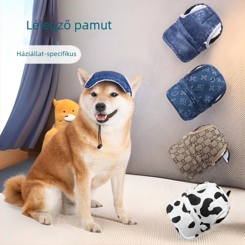 Kutyáknak és macskáknak készült, állítható baseball sapka, pamut-poliészter, szövött twill, jacquard, négy évszakos viselet