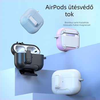 AirPods Pro 3 védőtok pop-up ablakos – TPU+PC anyag, alumínium ötvözet csat, többfunkciós és hordozható