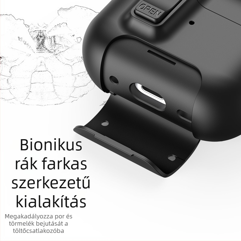 AirPods Pro 3 védőtok pop-up ablakos – TPU+PC anyag, alumínium ötvözet csat, többfunkciós és hordozható