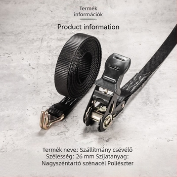 Szállító feszítő heveder, vastított poliészter, dupla kampó, 800 kg teherbírás