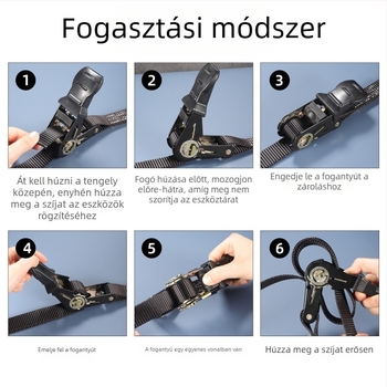 Szállító feszítő heveder, vastított poliészter, dupla kampó, 800 kg teherbírás