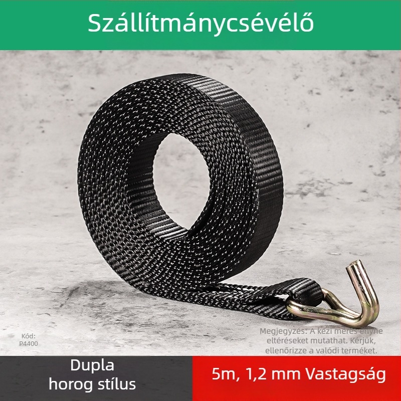 Szállító feszítő heveder, vastított poliészter, dupla kampó, 800 kg teherbírás