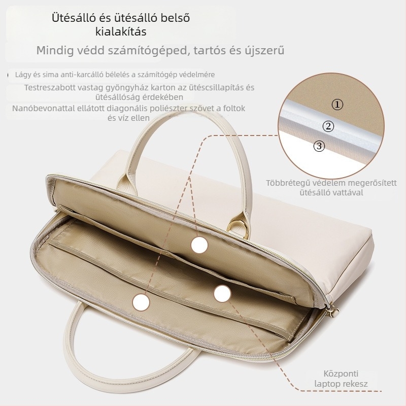 Noteszgép-táska több márkához illeszkedő (vízlepergető poliészter; légáteresztő; kopásálló; földrengésálló; terheléscsökkentő dizájn)