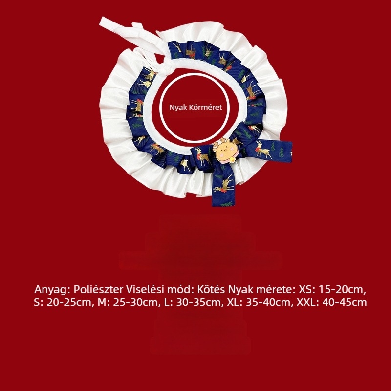 Háziállat karácsonyi nyakörv masnival – Poliészter, Univerzális illeszkedés, Shanghai-ban gyártva