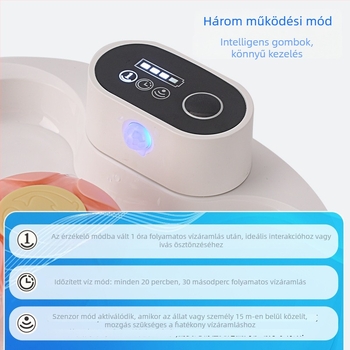 Okos vezeték nélküli háziállat‑ivóvíz adagoló automatikus érintőérzékelővel, levehető, csendes működés, macska és kutya részére, szűrő rendszer