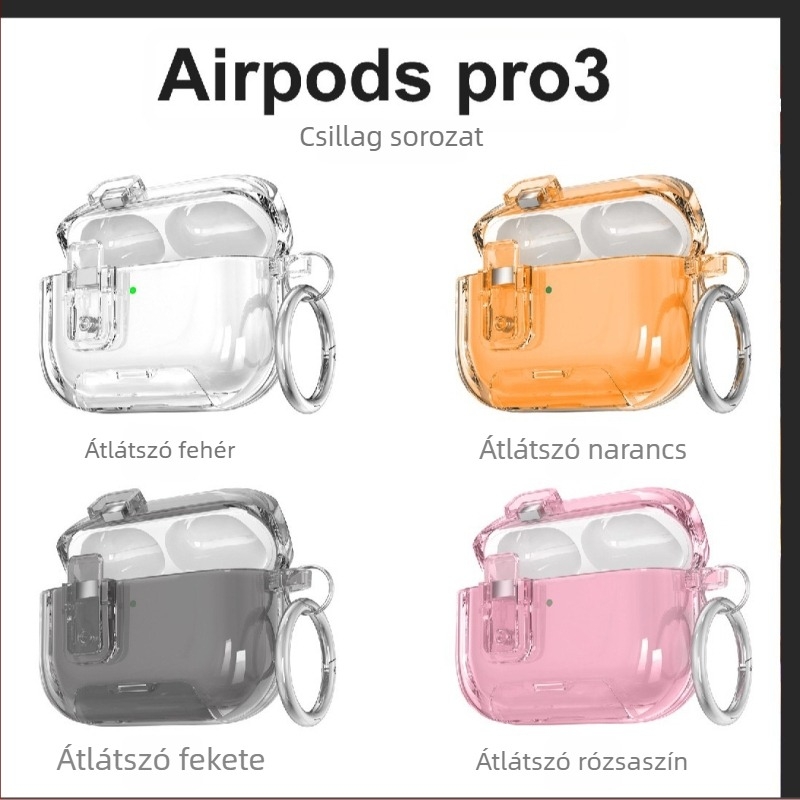 Lolifo átlátszó TPU puha védőtok AirPods Pro 3 és AirPods 4 számára – átlátszó, nyitható fedél