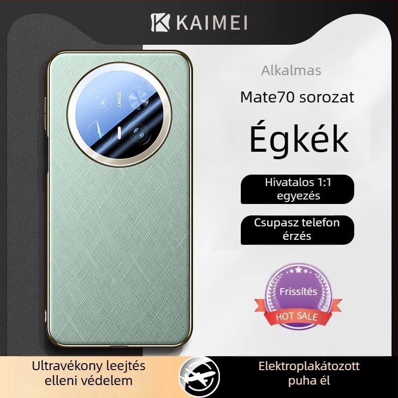 Huawei Mate70 műbőr tok, egyoldalas elektroplatírozott felülettel, ultra vékony, ütésálló, luxus aranyszálas ezüst brokát díszítéssel