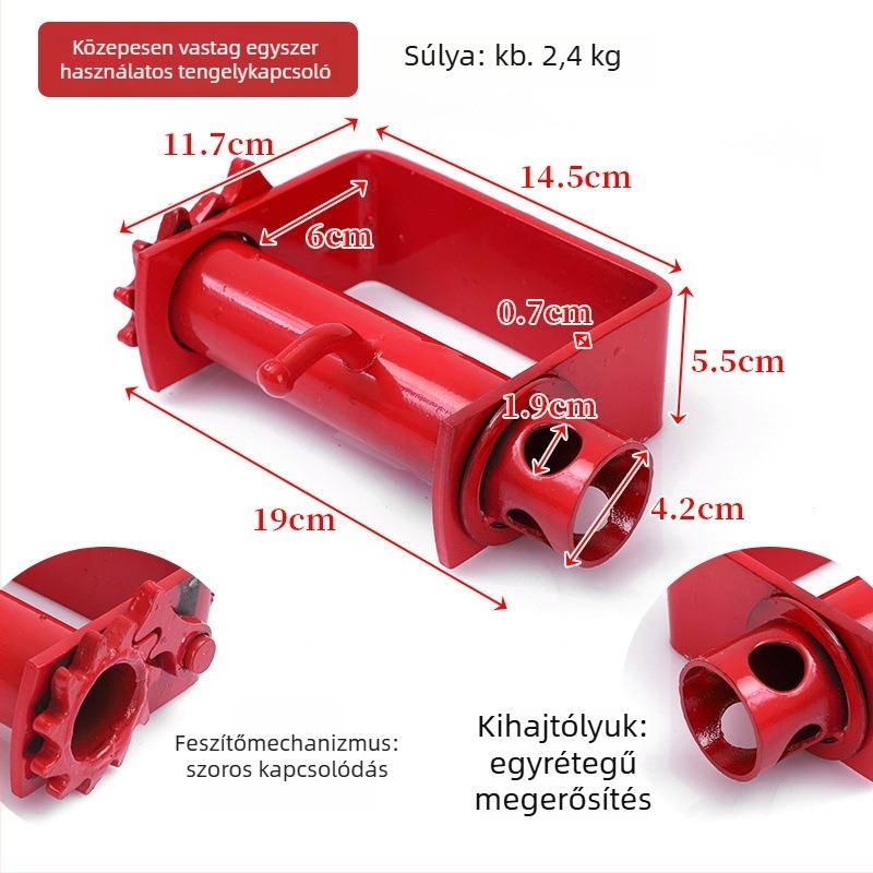 Tehergépkocsi kötélfeszítő, sűrű fogazatú záró mechanizmus, magas széntartalmú acél, modell 1-2