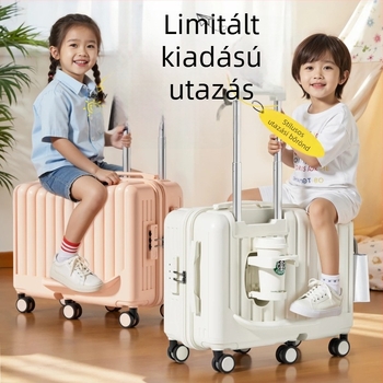20 hüvelykes gyerekeknek készült gurulós bőrönd ülőhellyel