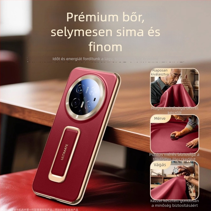 Huawei Mate70 Pro Premium bőrtok hátlap csuklóval és esésvédelmi funkcióval, elérhető fehér, piros, lila és fekete színben