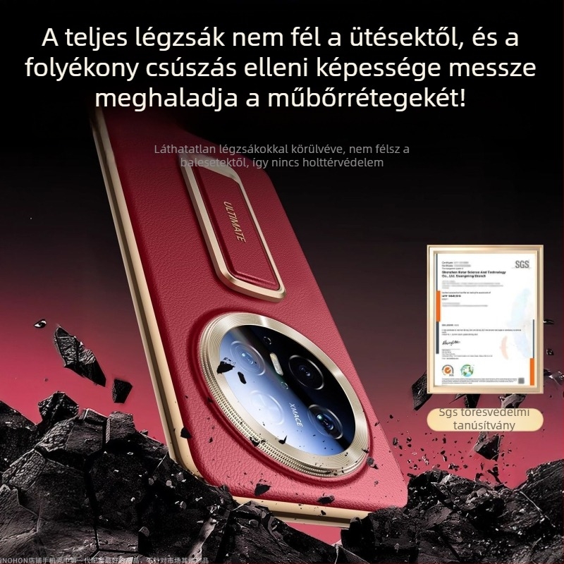 Huawei Mate70 Pro Premium bőrtok hátlap csuklóval és esésvédelmi funkcióval, elérhető fehér, piros, lila és fekete színben