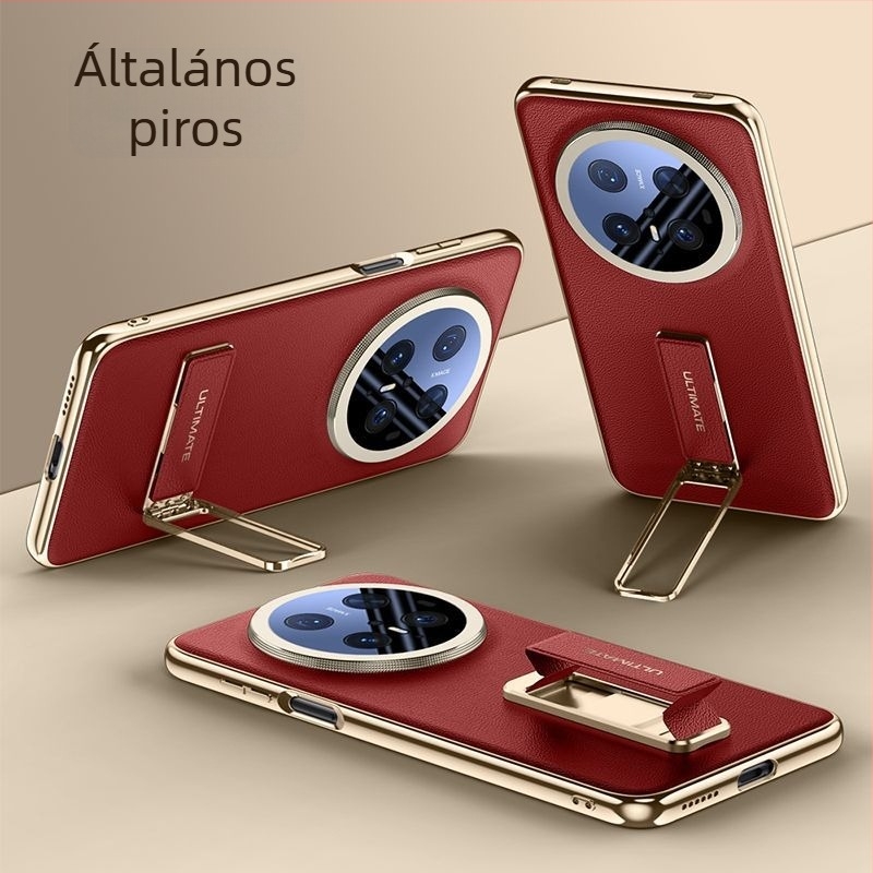 Huawei Mate70 Pro Premium bőrtok hátlap csuklóval és esésvédelmi funkcióval, elérhető fehér, piros, lila és fekete színben