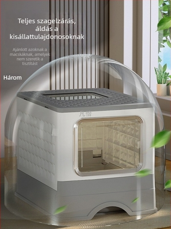 Fancha macska toalett – teljesen zárt, intelligens, automata szagtalanítás, cseppmentes kialakítás, négyszögletes, PP műanyag