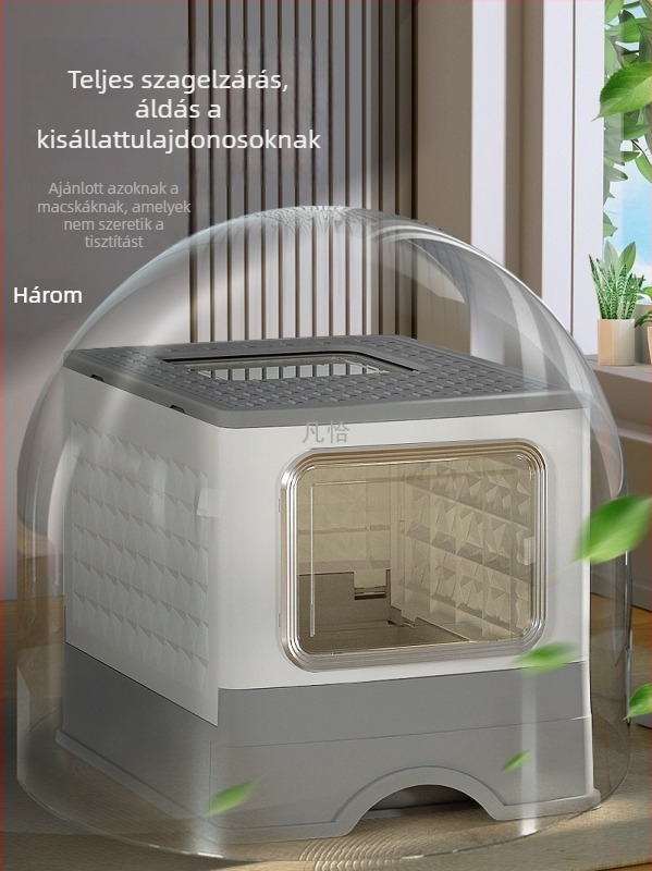 Fancha macska toalett – teljesen zárt, intelligens, automata szagtalanítás, cseppmentes kialakítás, négyszögletes, PP műanyag