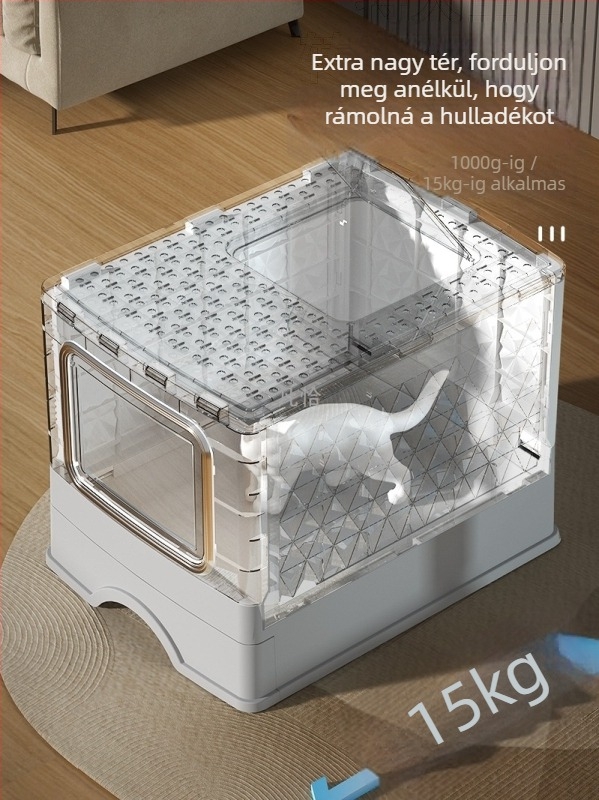 Fancha macska toalett – teljesen zárt, intelligens, automata szagtalanítás, cseppmentes kialakítás, négyszögletes, PP műanyag
