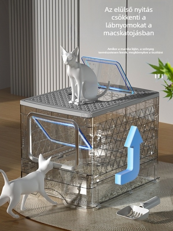 Fancha macska toalett – teljesen zárt, intelligens, automata szagtalanítás, cseppmentes kialakítás, négyszögletes, PP műanyag
