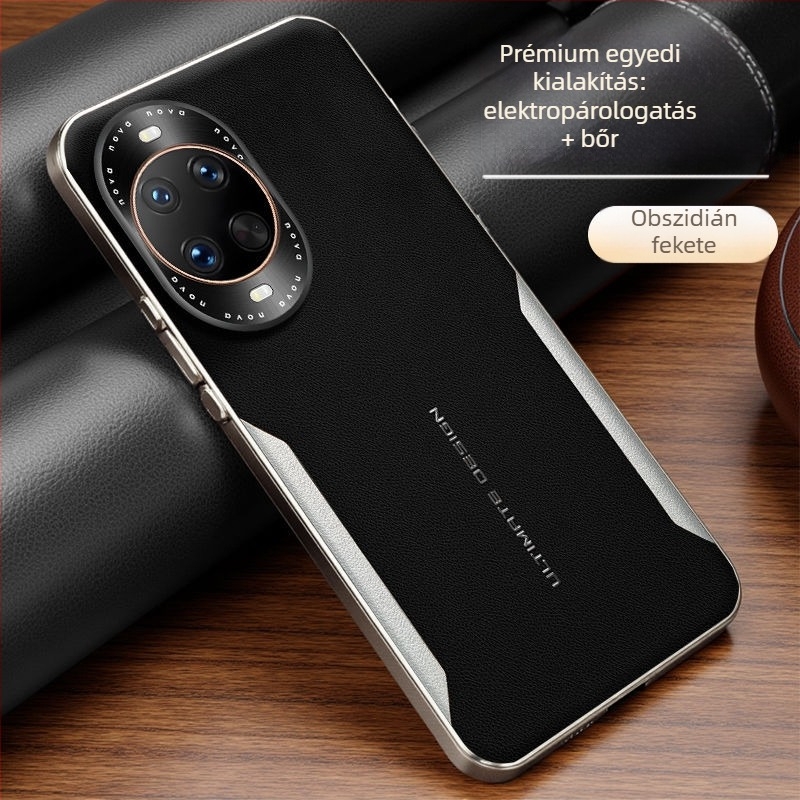 Huawei telefonhoz való tok – imitált bőr, lenyomatos textúra, lágy él, esés elleni védelem