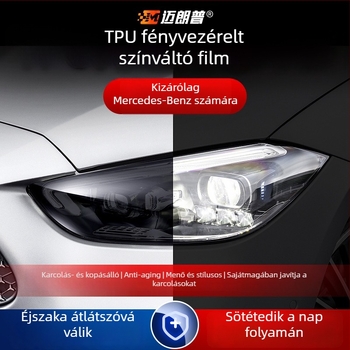 Mercedes-Benz TPU elsőfényszóró fólia, karcolásálló, karcolásjavítás, fényvezérlő kontroll, védőfilm