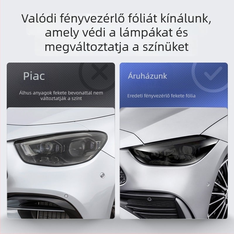 Mercedes-Benz TPU elsőfényszóró fólia, karcolásálló, karcolásjavítás, fényvezérlő kontroll, védőfilm