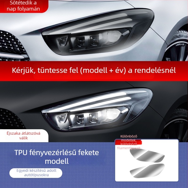 Mercedes-Benz TPU elsőfényszóró fólia, karcolásálló, karcolásjavítás, fényvezérlő kontroll, védőfilm