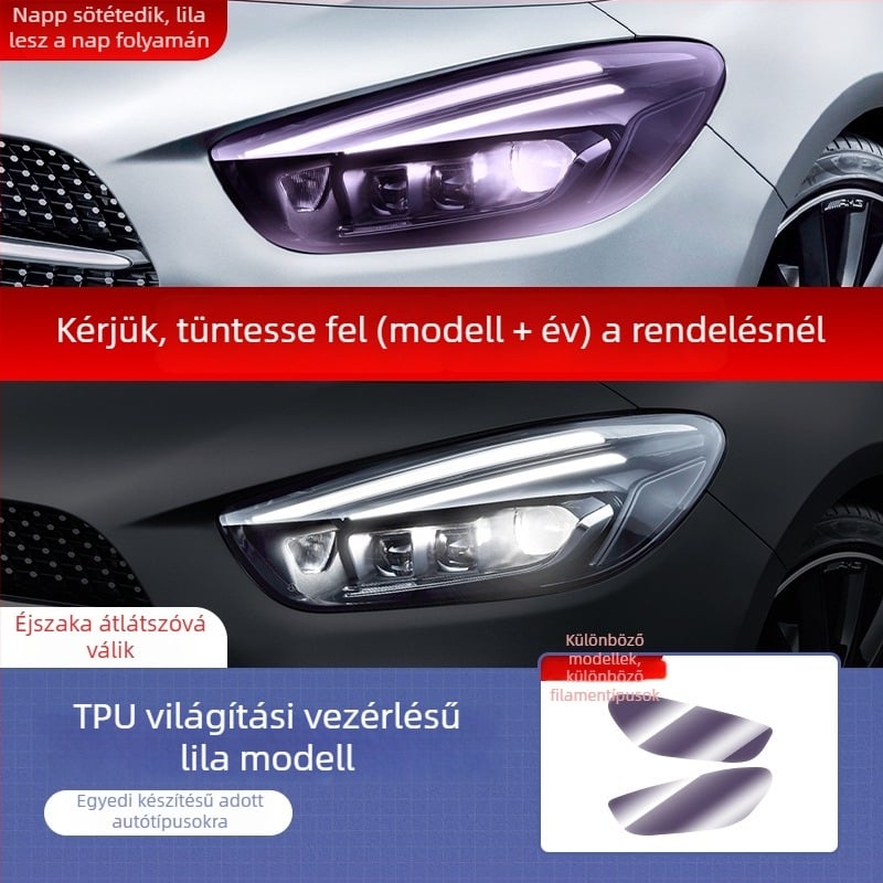 Mercedes-Benz TPU elsőfényszóró fólia, karcolásálló, karcolásjavítás, fényvezérlő kontroll, védőfilm